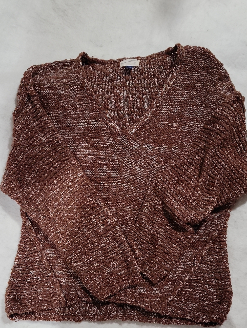 Universal Thread Ribbed V-Neck Marled Brown Sweater